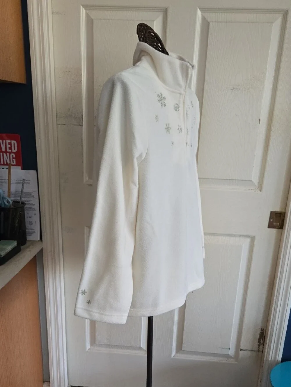 Basic Editions Cream Fleece Top-Size XL